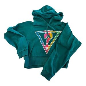 Vintage Guess Multicolor Cropped Zip Hoodie Small